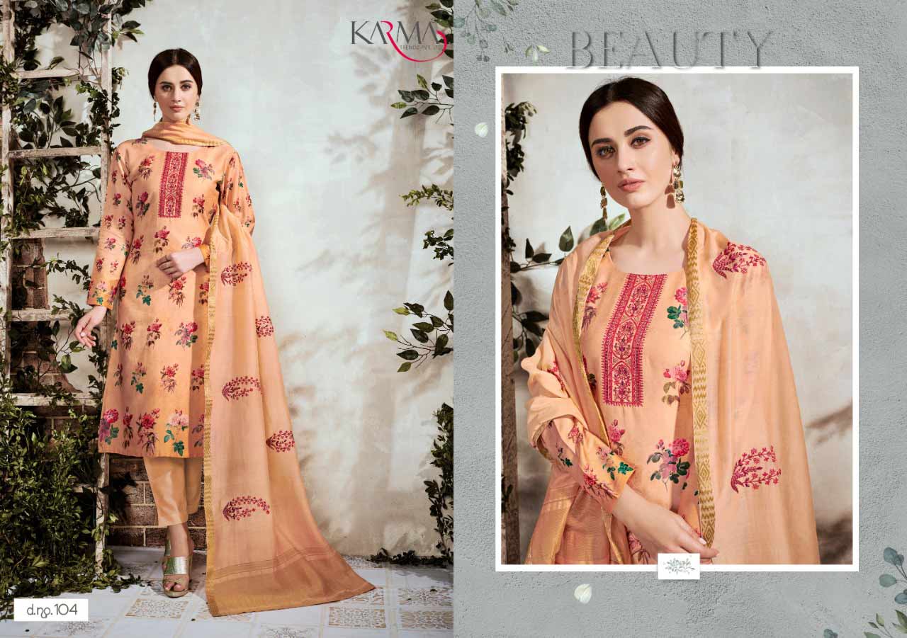 Karma Zebaish Vol 1 Cotton Satin With Embroidery Suit Karma Zebaish Vol 1 Cotton Satin With Embroidery Suit